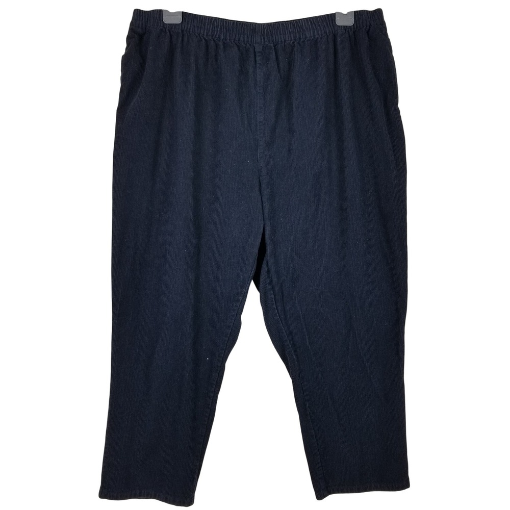 Lucy & Yak Corduroy Pants Women 2XL Navy Organic Cotton Elastic Waist Tapered